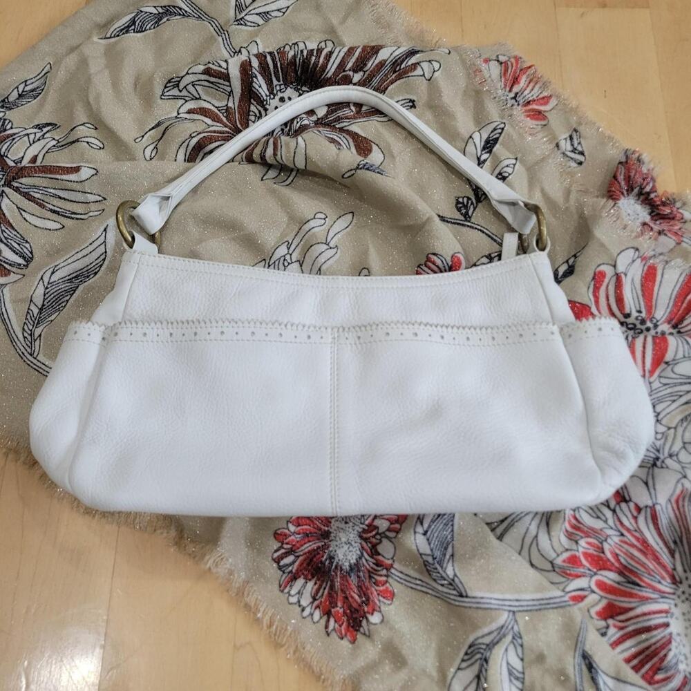 Hobo International White Leather Baguette East West Shoulder Bag and Cejon Scarf